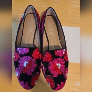Talbots Women's Ryan Velvet Floral Loafers Size 9.5
